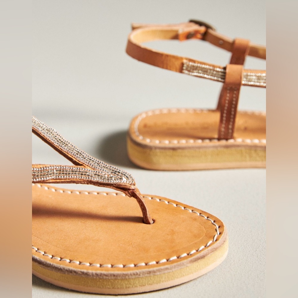 Anthropologie Laidback London Aster Sandals size 38 tan color NWOT